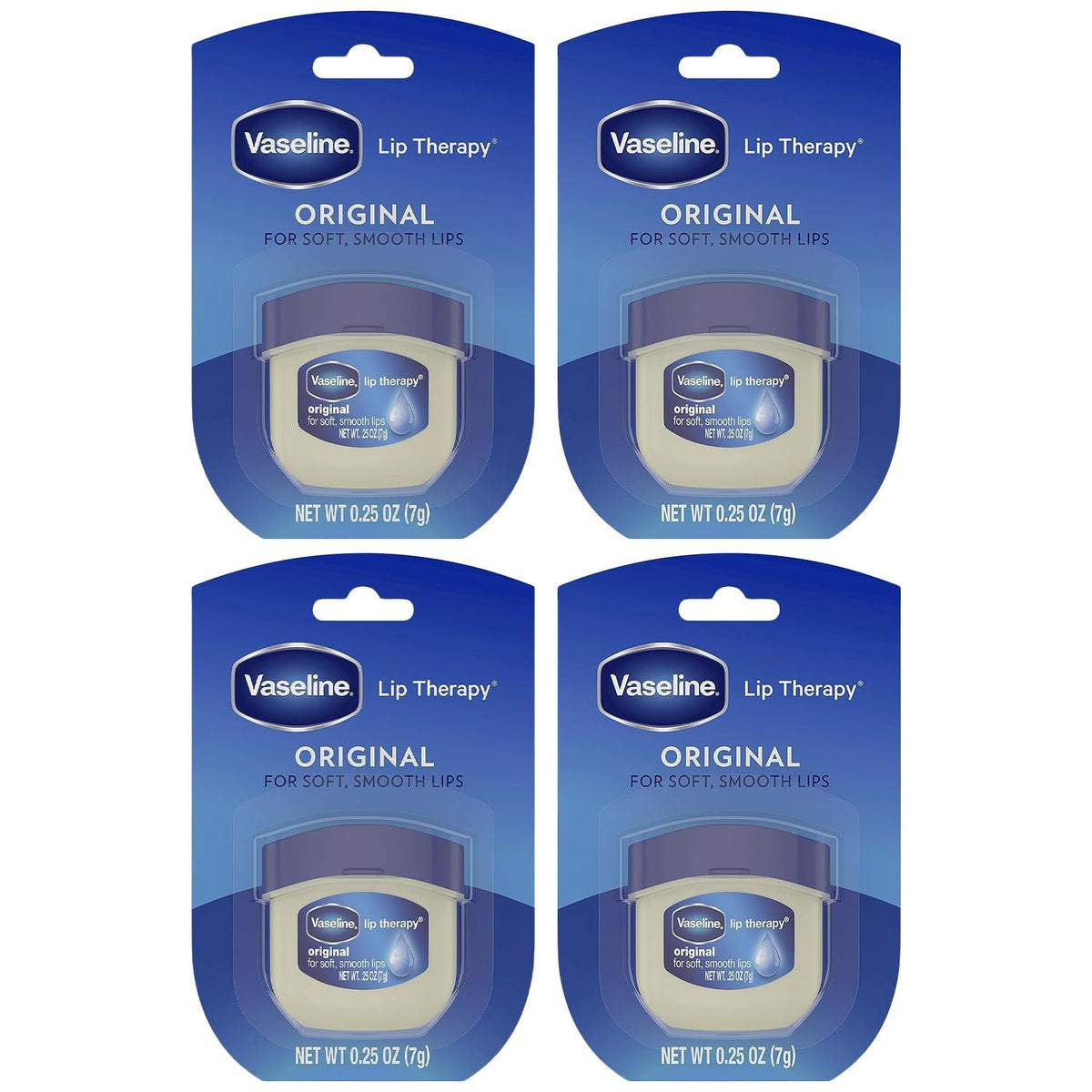 Vaseline Lip Therapy Original mini jar closeup for smooth lips