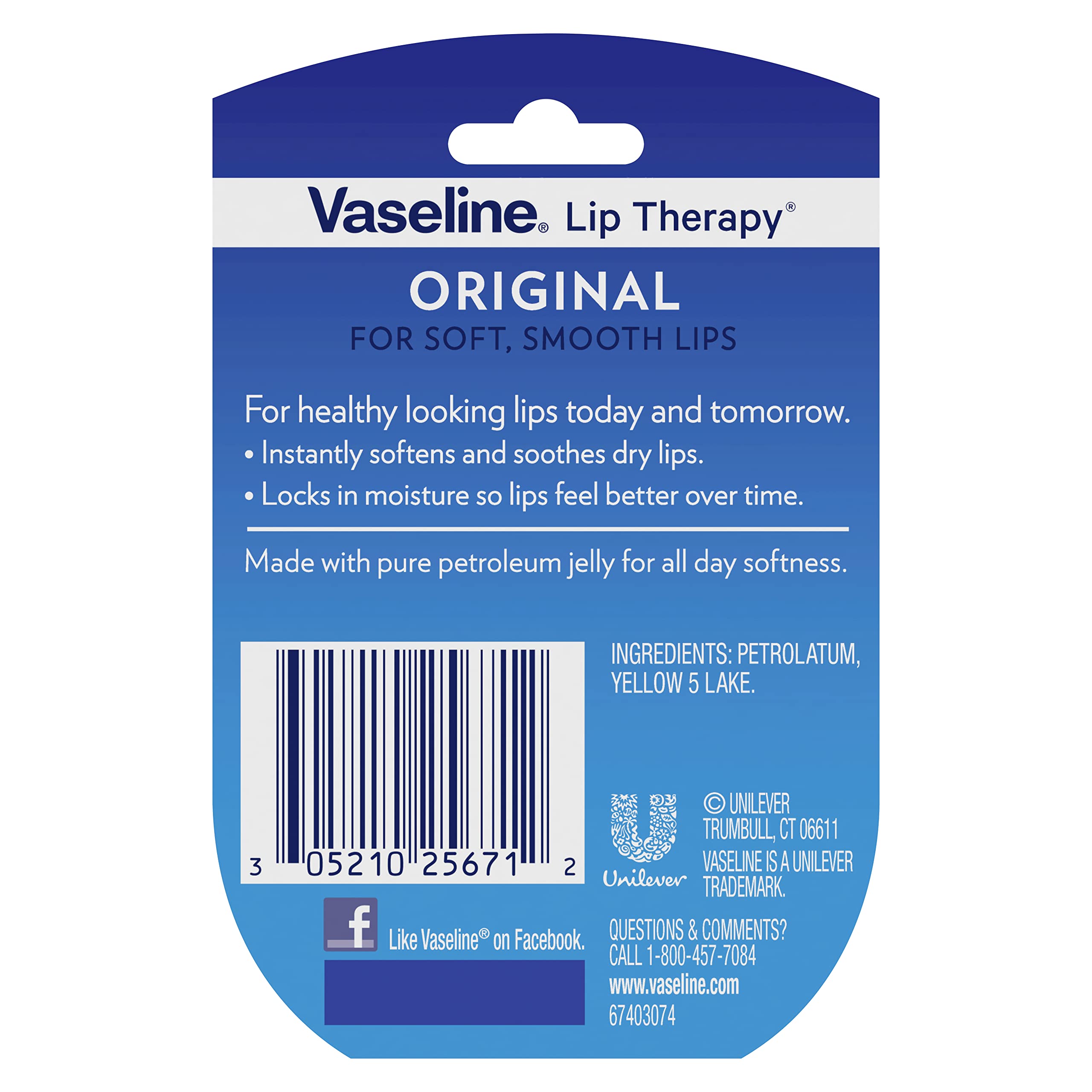 Vaseline Lip Therapy Original Mini jar top shows easy-access lid for quick applications.