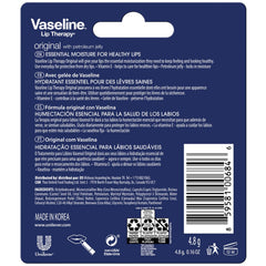 Vaseline Lip Therapy Original pack back view showing eight sticks for everyday lip care.