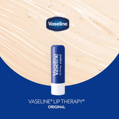 Vaseline Lip Therapy Original stick close-up emphasizing balm texture and healing jelly base.
