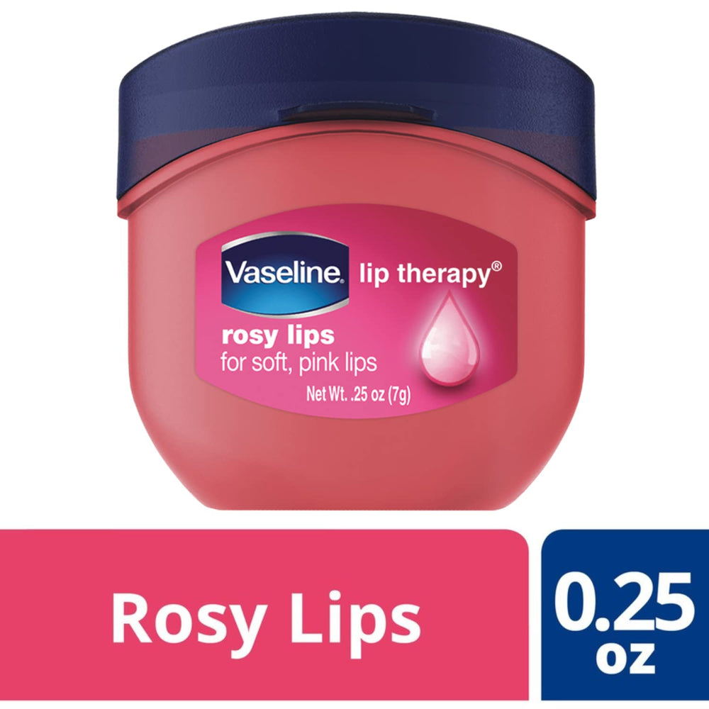 Vaseline Lip Therapy Rosy Lips label detail.