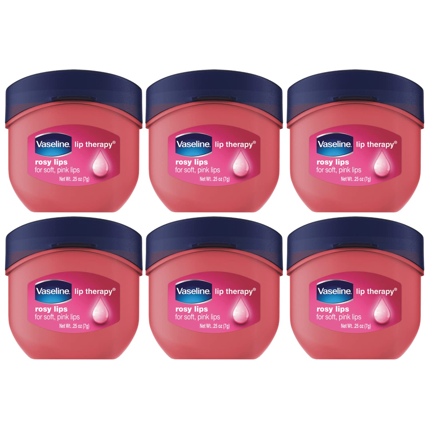 Vaseline Lip Therapy Rosy Lips mini jar close-up for hydrating lips.