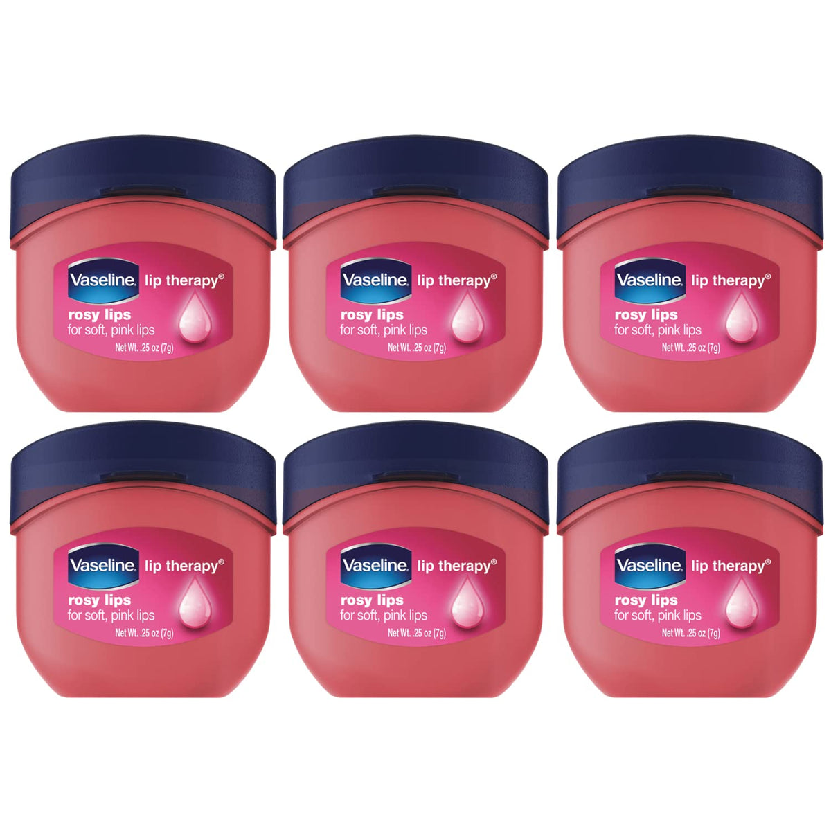 Vaseline Lip Therapy Rosy Lips mini jar close-up for hydrating lips.