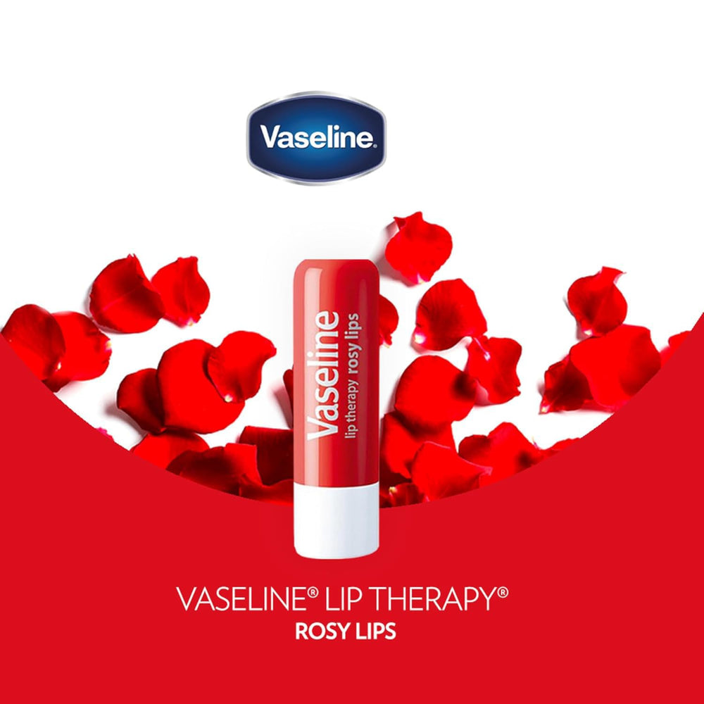 Vaseline Lip Therapy Rosy Lips pack display emphasizes bulk convenience for on-the-go care.