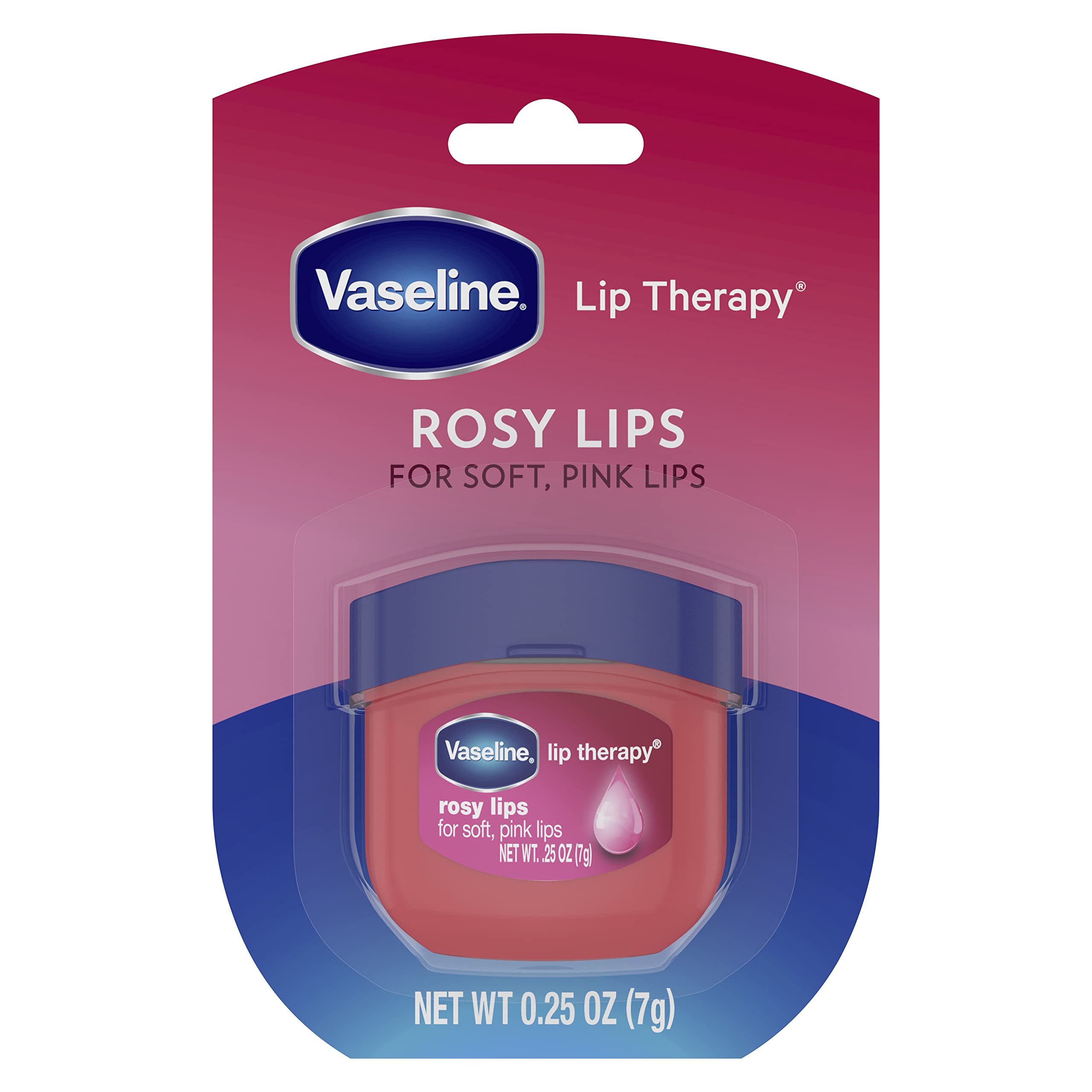 Vaseline Lip Therapy Rosy Lips tinted balm with rose fragrance on lips.