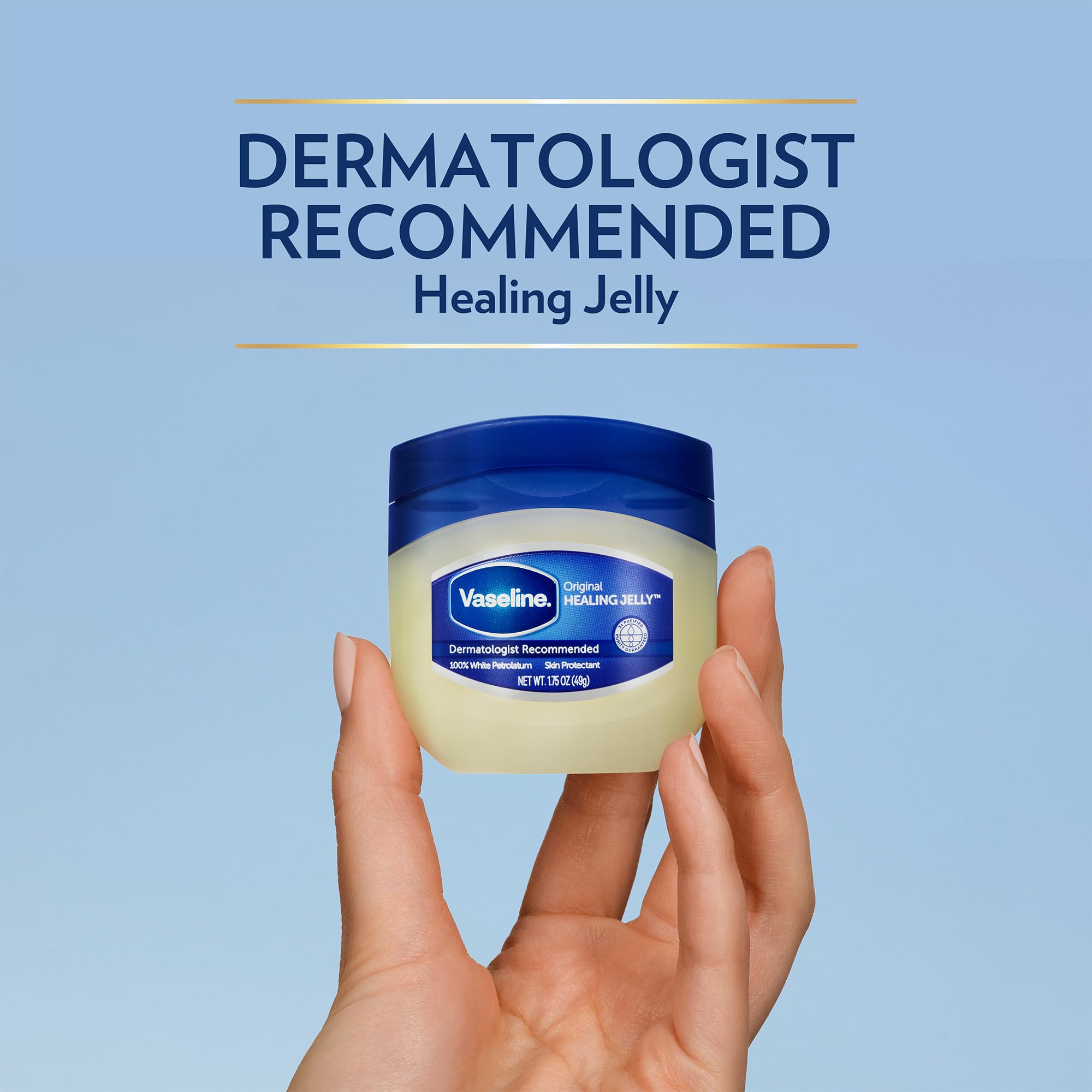Vaseline lip care application for dry lips.