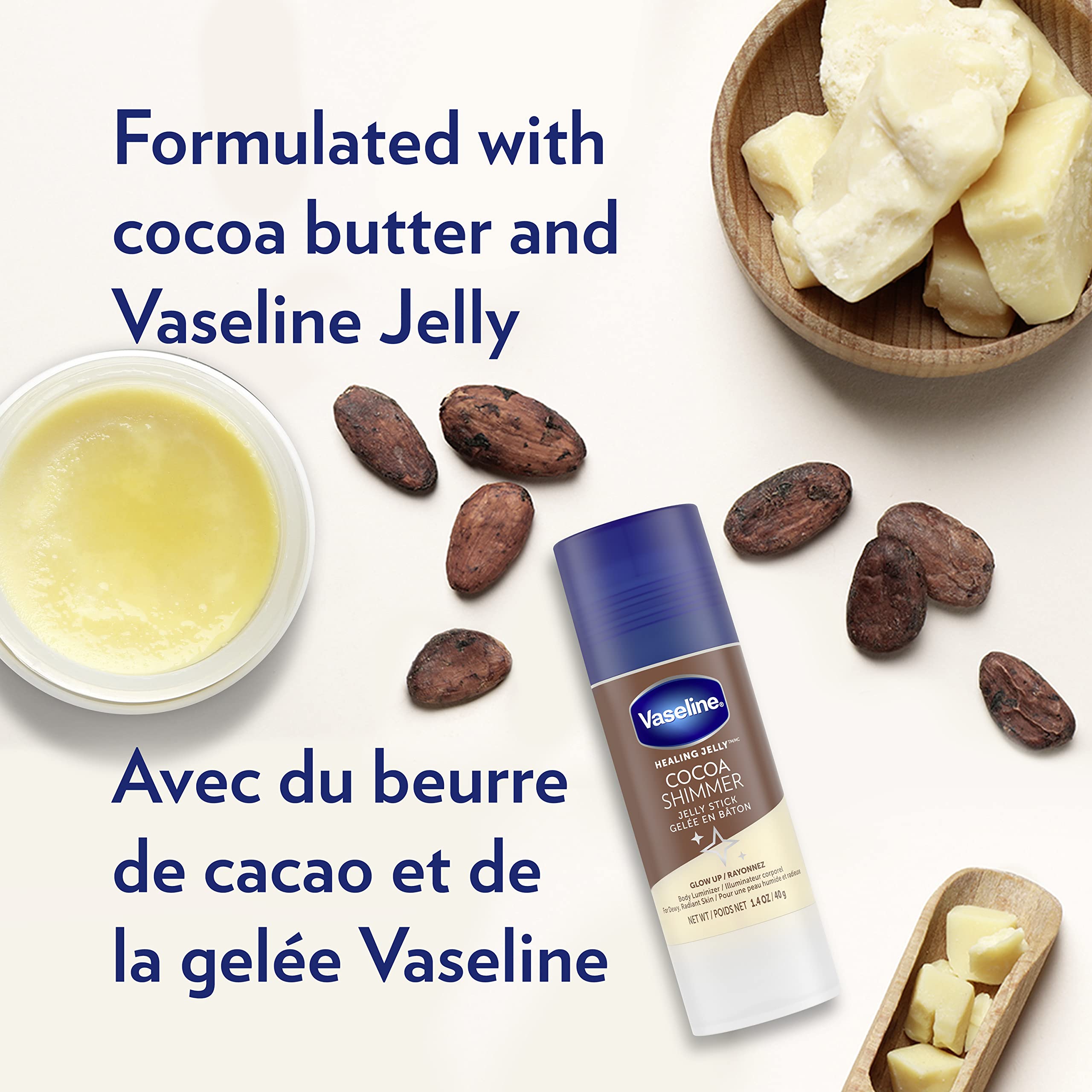 Vaseline Cocoa Shimmer Jelly Stick glow on skin for dewy finish