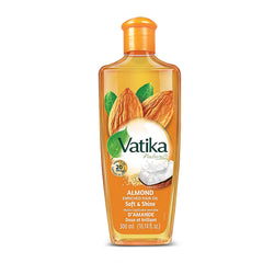 Vatika Naturals Dabur hair oil almond bottle nourishes roots to tips.