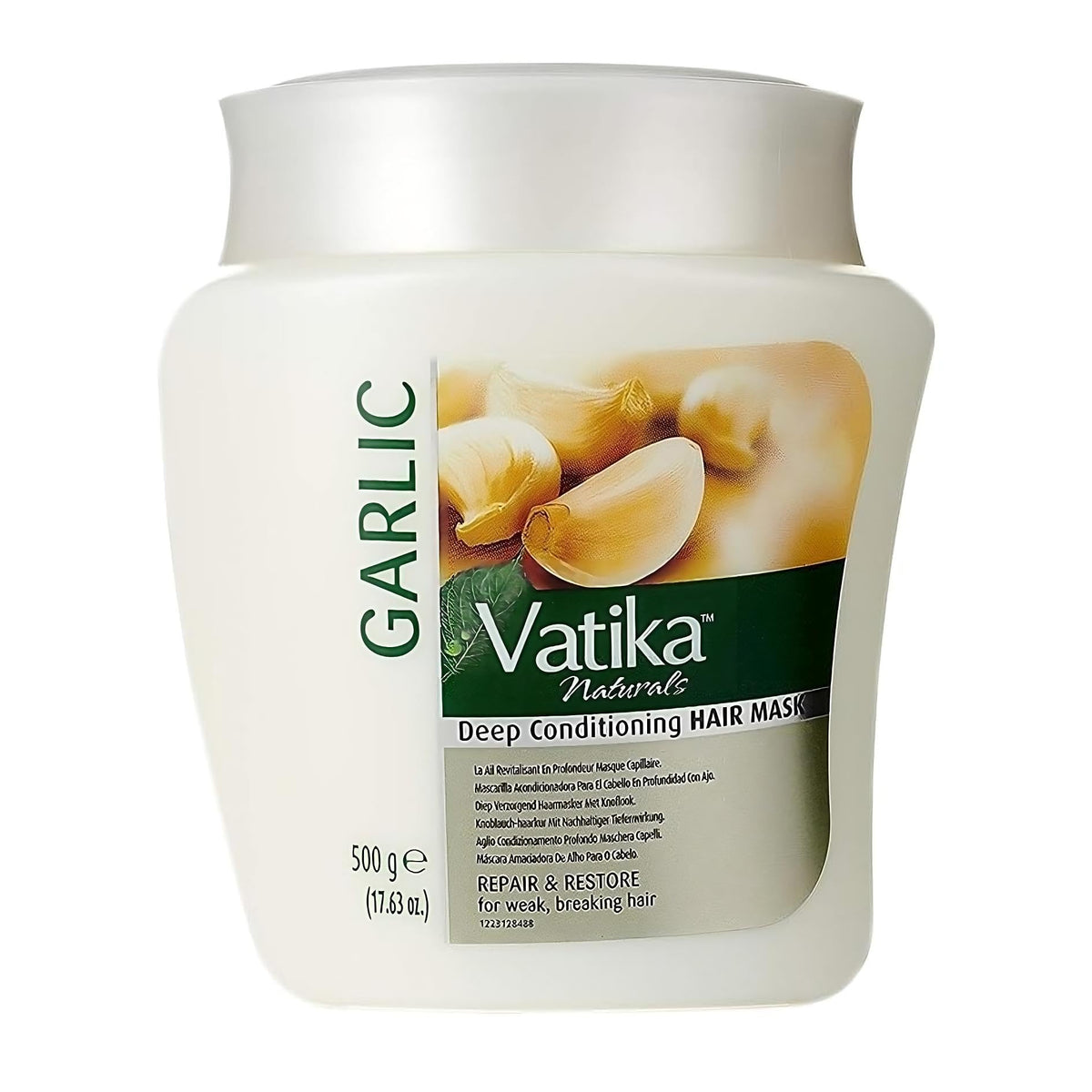 Vatika Naturals hot oil hair mask bottle closeup for nourishing care
