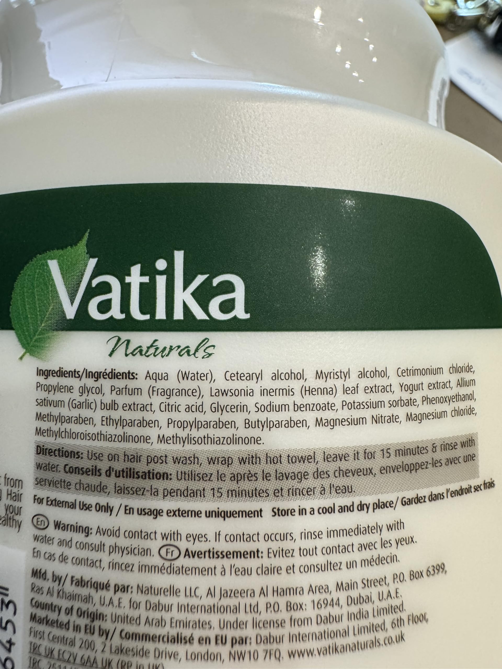 Vatika Naturals hot oil hair mask 10-15 minute wait for deeper conditioning