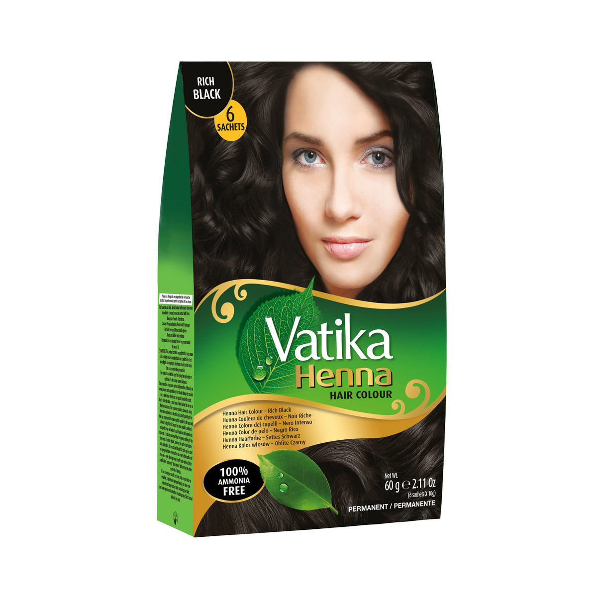 Vatika Naturals Rich Black color swatch reveals deep, lasting shade.