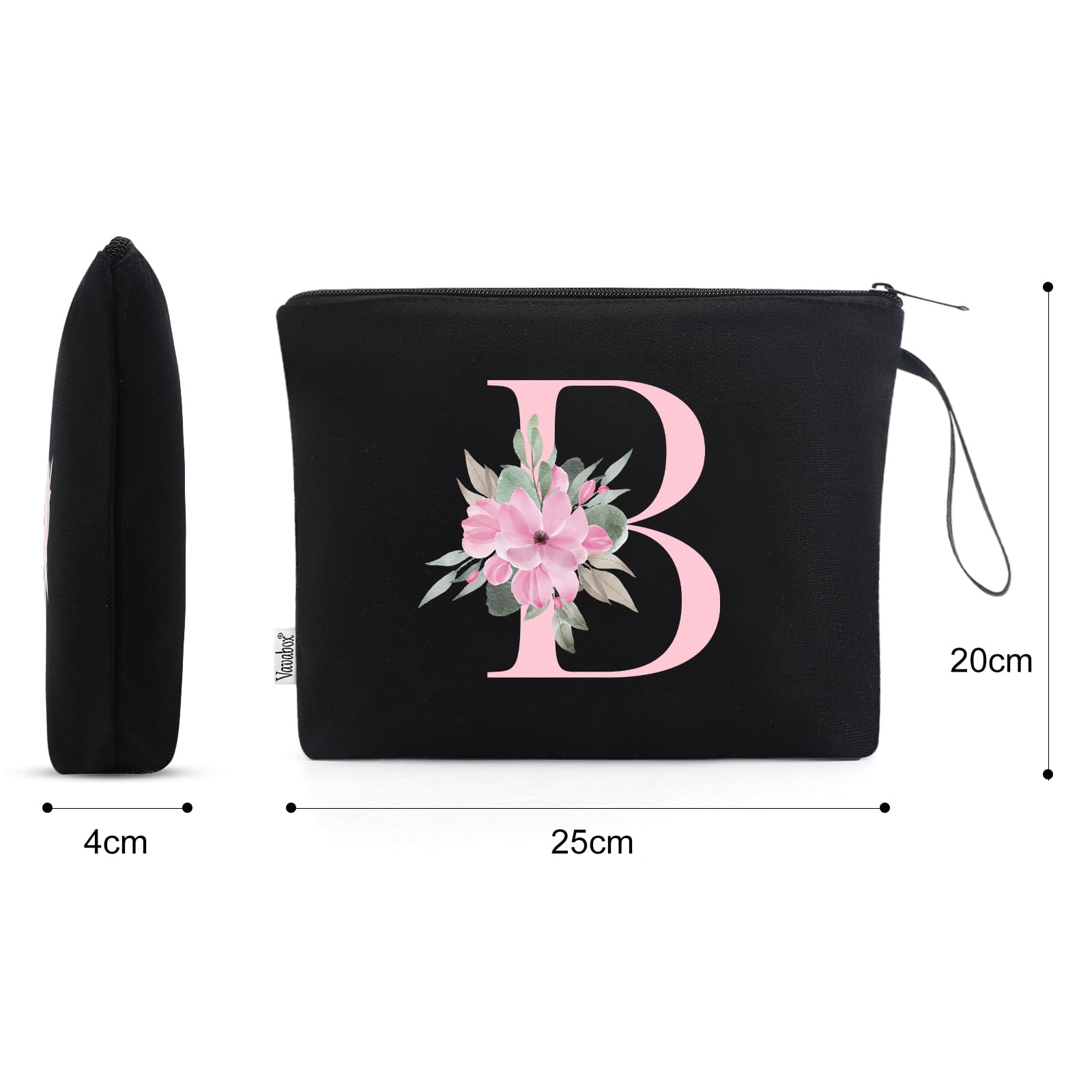 Vavabox A-Z makeup bag with initial print and heart design, a thoughtful gift.