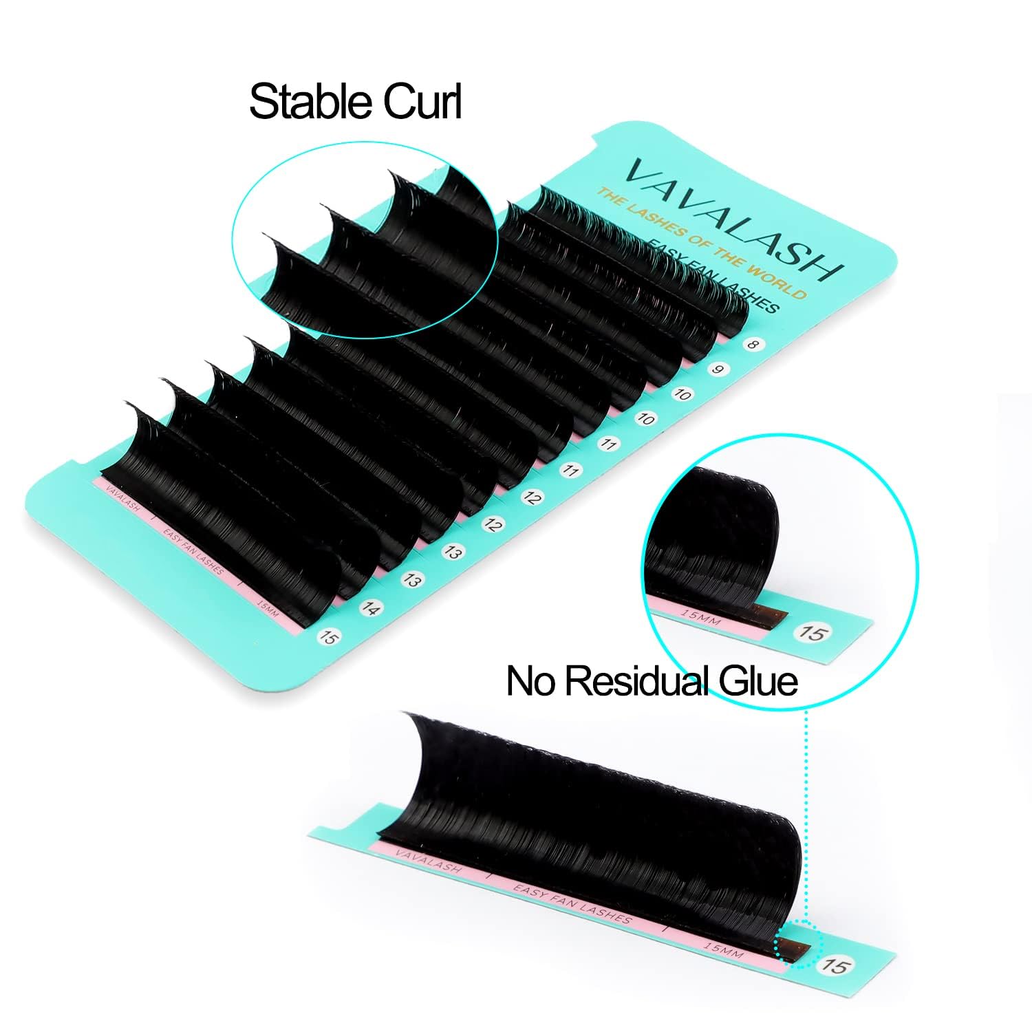 VAVALASH black PBT silk material close-up highlights durable, silky lash texture.