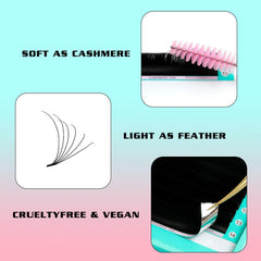 VAVALASH Cashmere Easy Fan Lashes 0.07 thickness enables customizable dramatic looks.