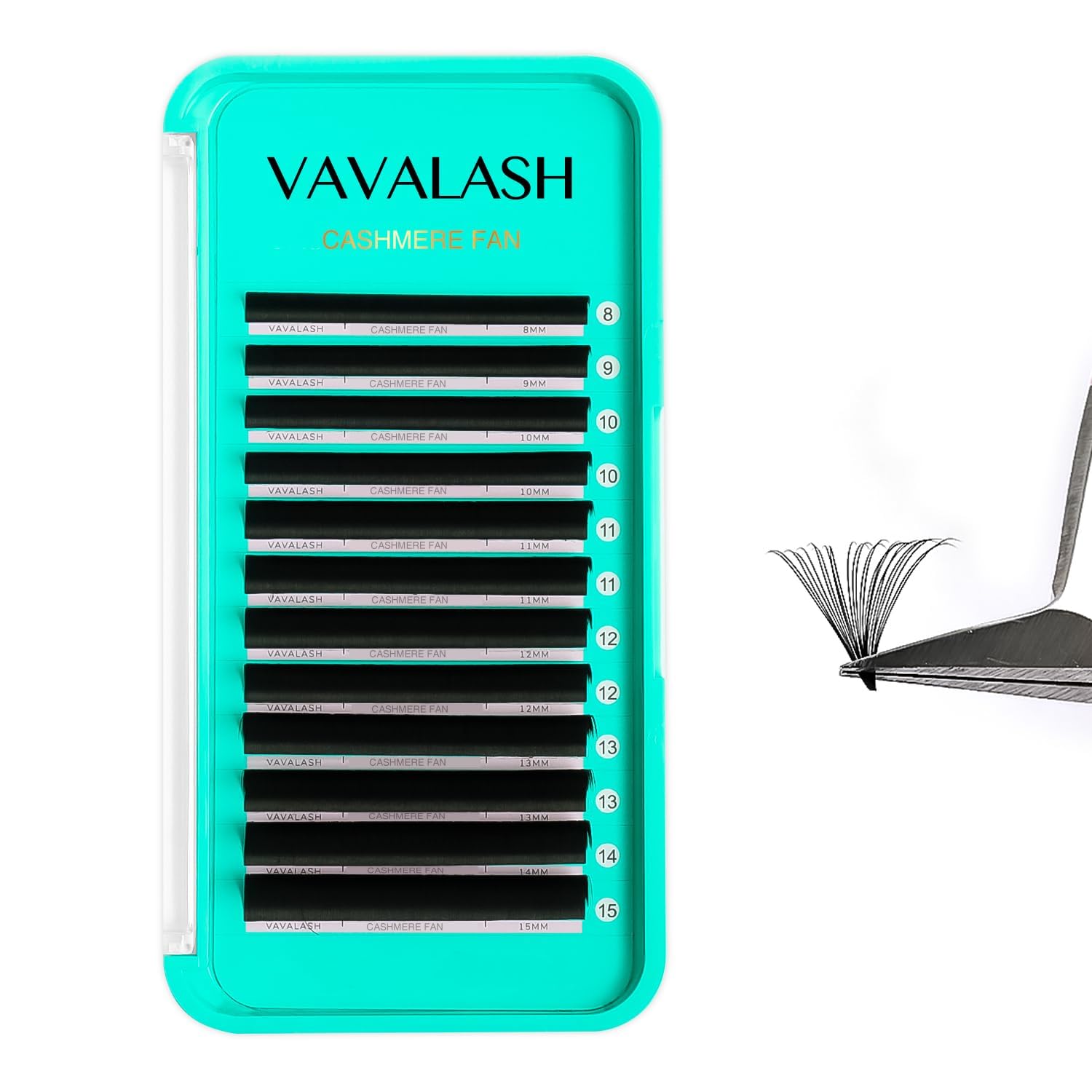 VAVALASH Cashmere Easy Fan Lashes tray close-up for lightweight wispy volume.