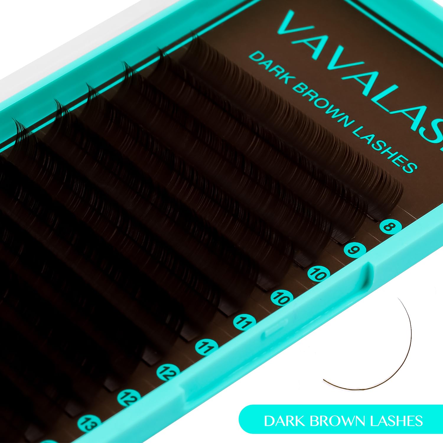 VAVALASH dark brown lash extensions with D curl and 8–15mm length for defined curl.