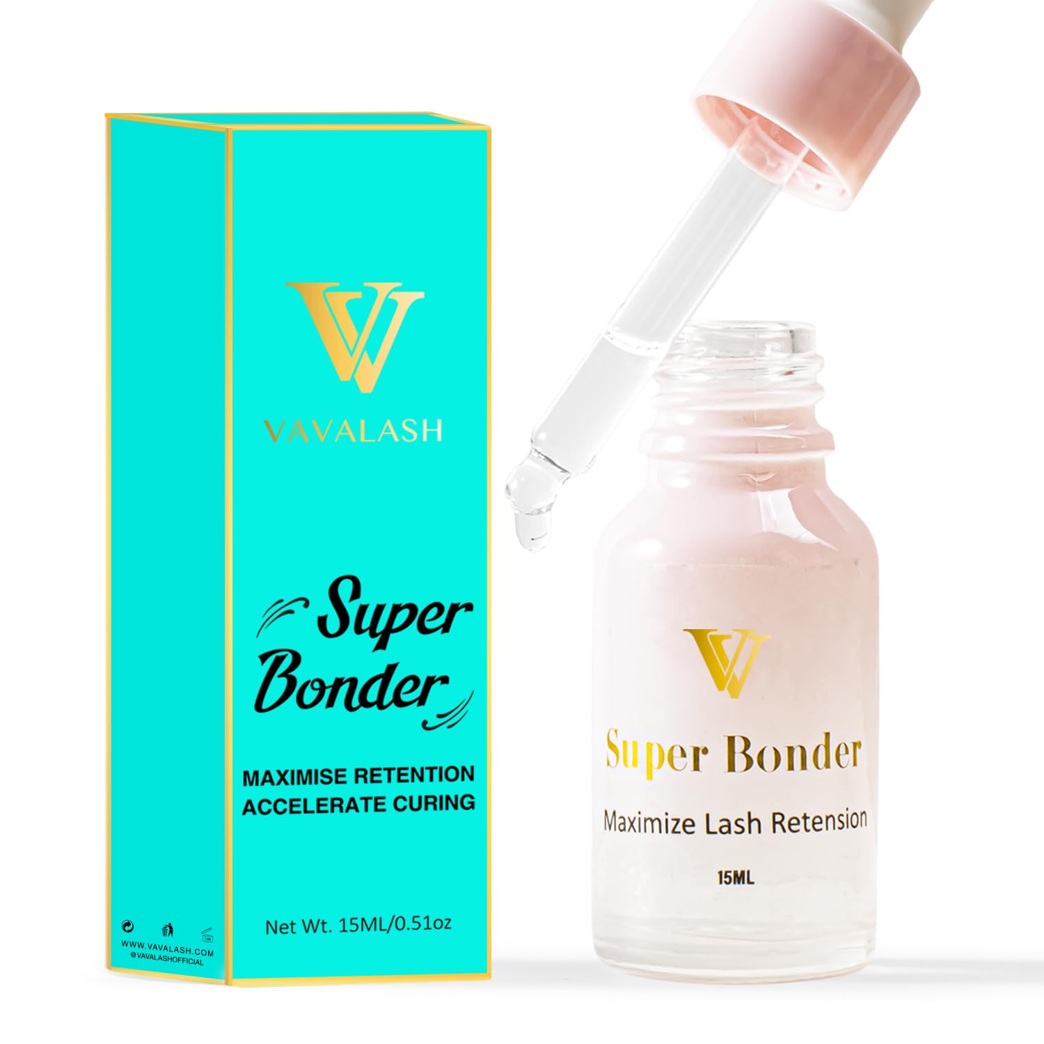 VAVALASH lash bonder 15ml cap close-up for secure storage and quick application.