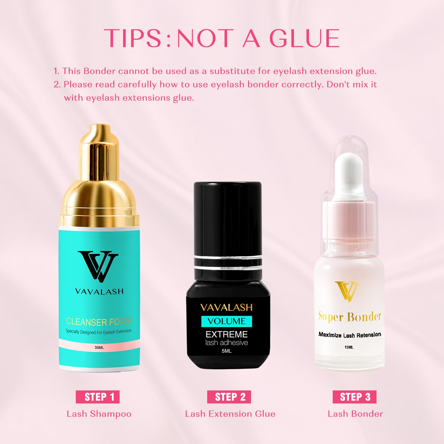 VAVALASH lash bonder professional-use-only visuals emphasize salon-grade performance.