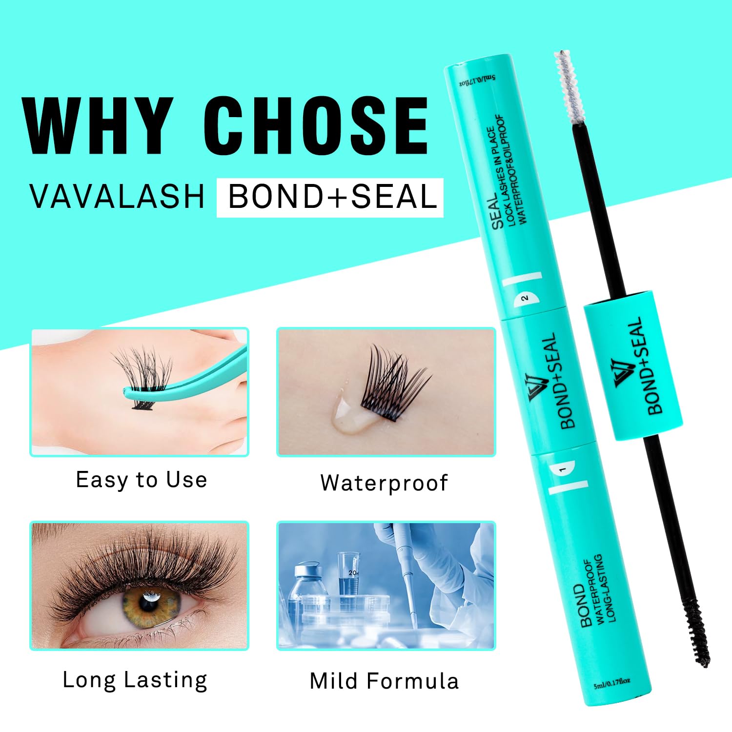 VAVALASH long-lasting waterproof hold supports all-day lash extensions.