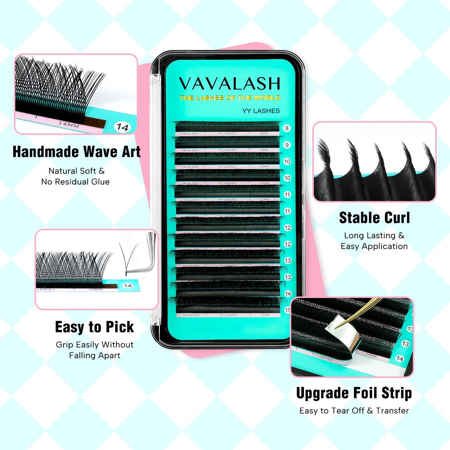 VAVALASH Y lash fan closeup with two-tip design for natural-looking volume.