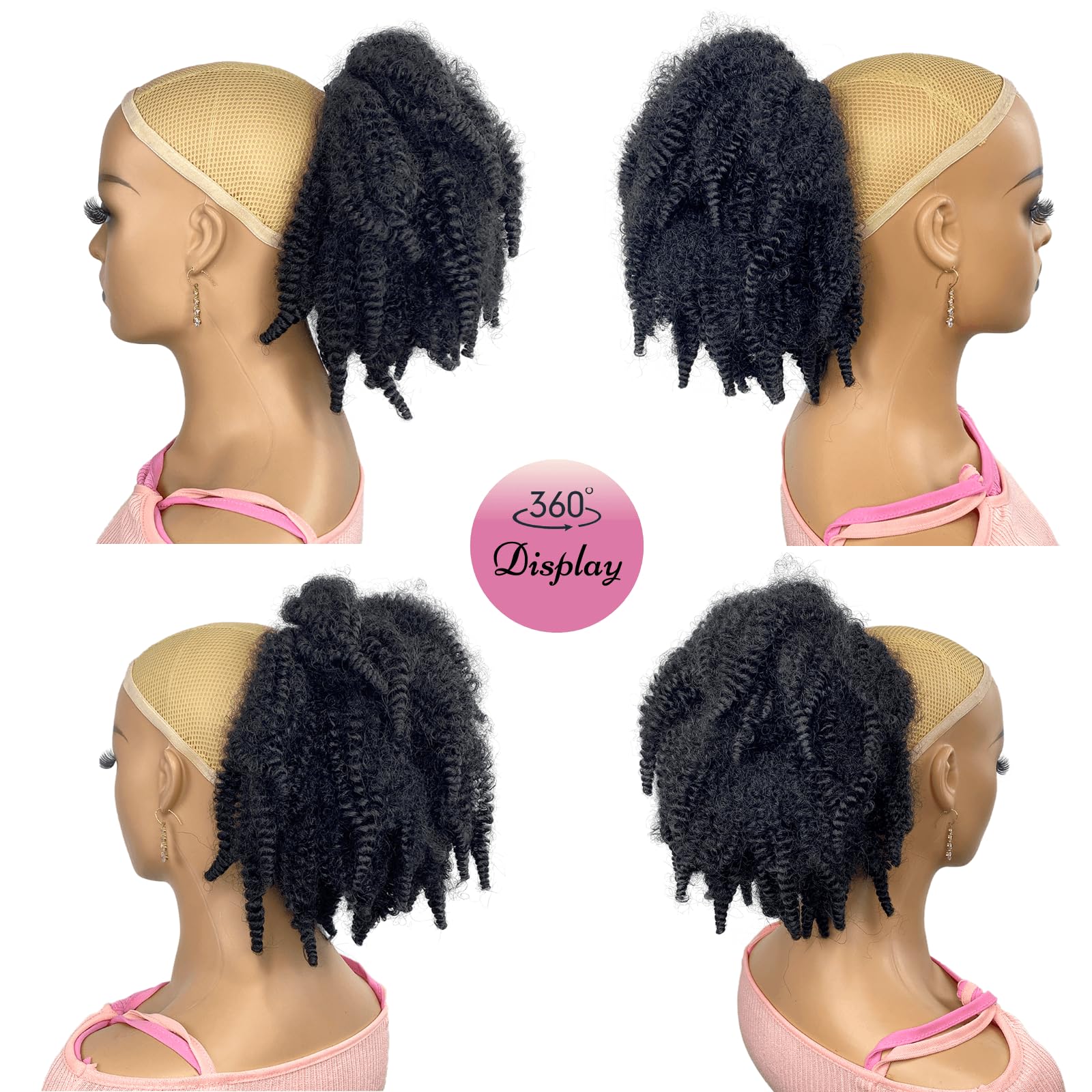 VAVANGA Afro puff bun texture view highlights soft, full volume