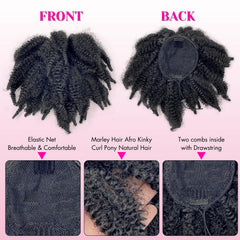 VAVANGA Natural black drawstring ponytail blends with own hair