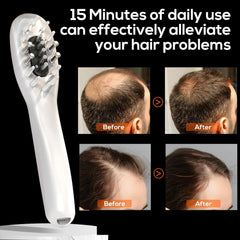 Vavis Lasercomb-001 handheld device shown in use for at-home scalp care.