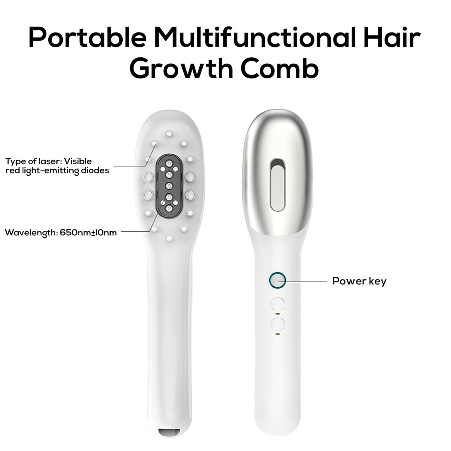 Vavis Lasercomb-001 unit shown with water-based serum for scalp nourishment.