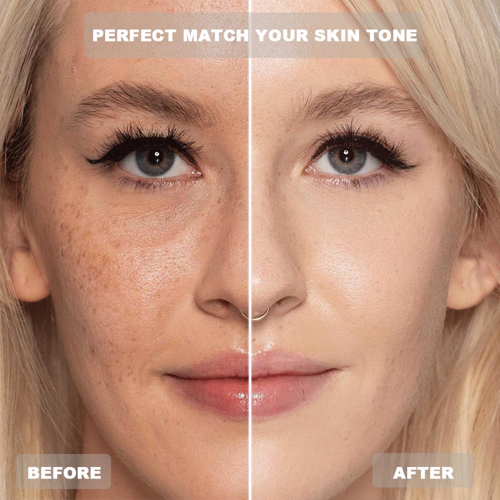 VBEYD liquid foundation application swatch reveals lightweight, matte finish.