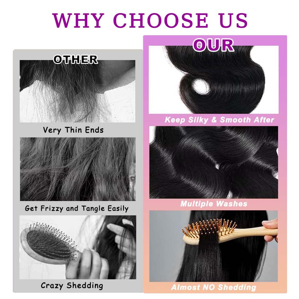 VBOKYD body wave bundles 18-inch natural black for smooth waves and daily wear