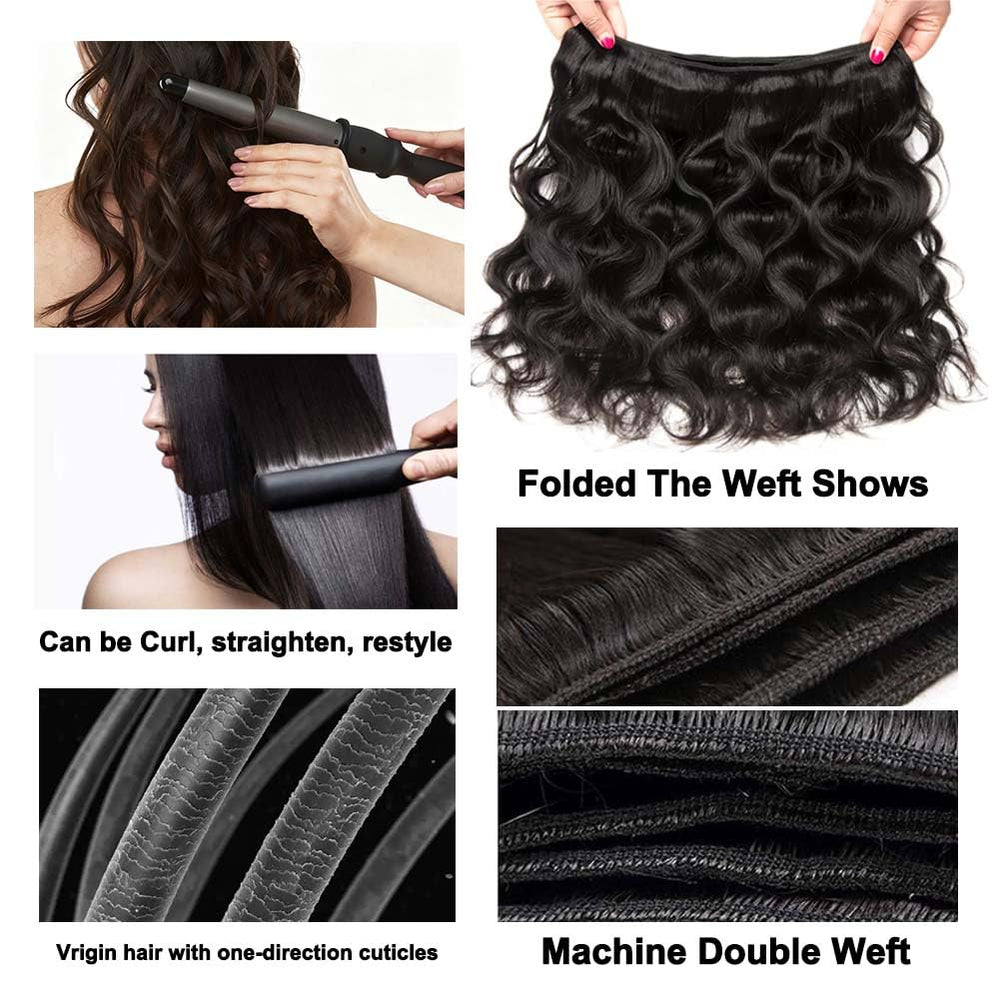 VBOKYD body wave bundles 22-inch full head look with thick, tangle-free hair
