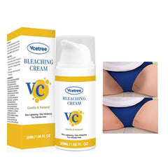 VCETREE Skin Bleaching Cream bottle closeup showing gentle formula for sensitive areas.