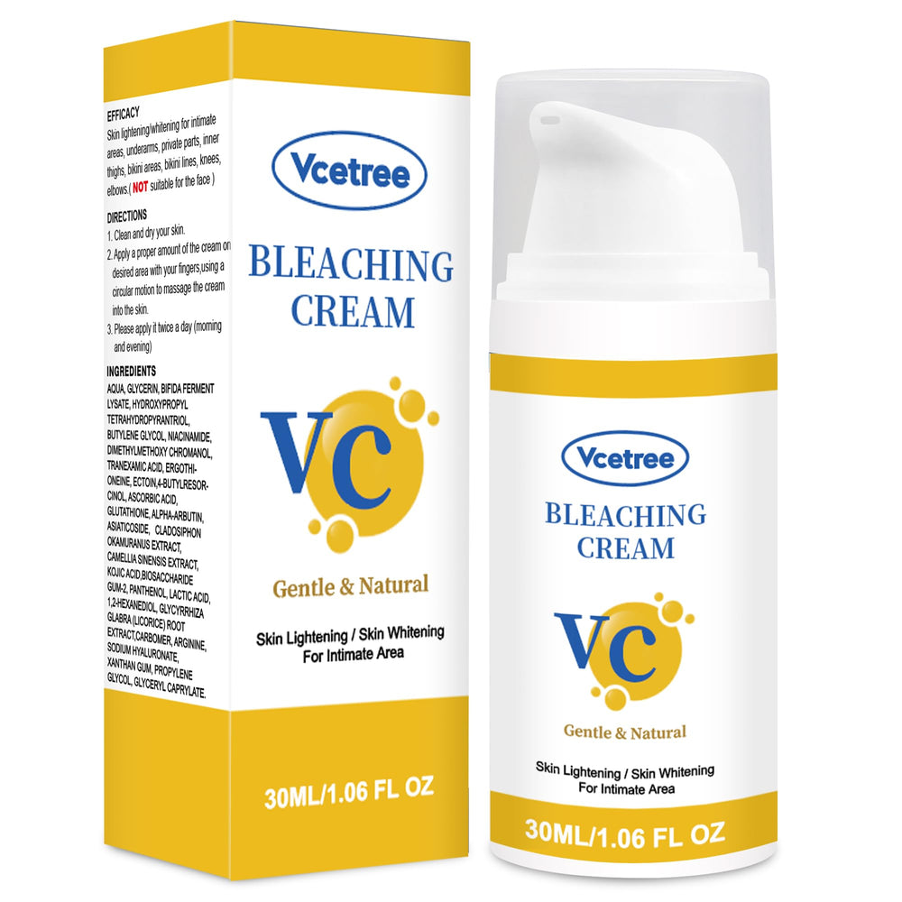 VCETREE intimate-area care visual with soft glow and satin-textured cream.