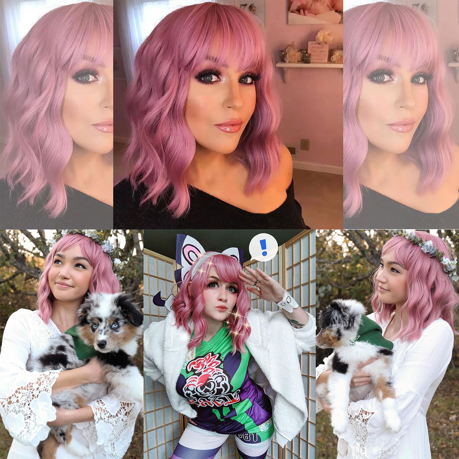 VCKOVCKO Pastel Wavy Wig daily-use styling suitable for office or party.