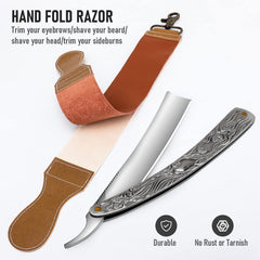 VCXOX professional straight razor stainless-steel-blade delivers durable, rust-resistant shaving performance.