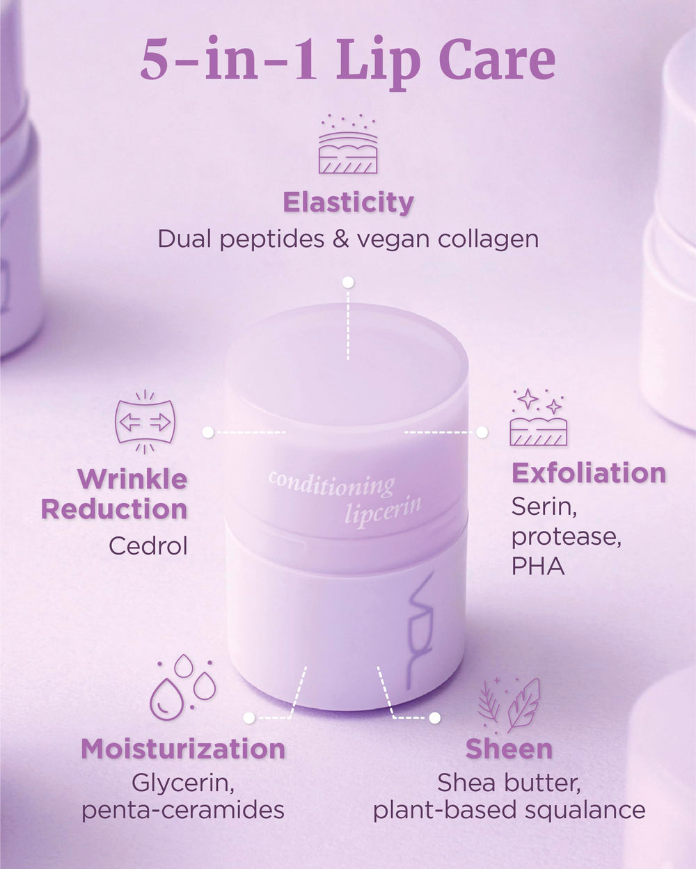 VDL Herbal Lipcerin application demo on lips with creamy formula.