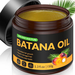 Veakoo Batana Oil bottle shows pure formula for hair nourishment.