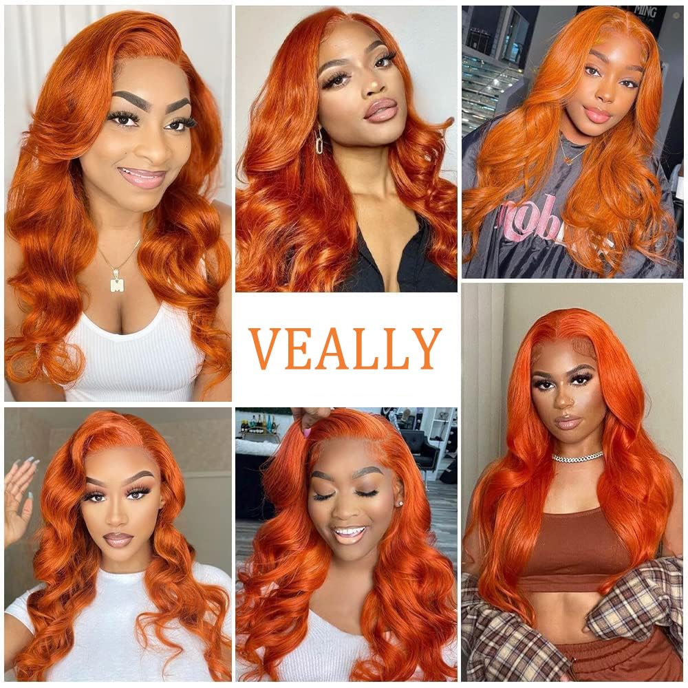 Veally Ginger Orange Wig cap construction with adjustable band and clips