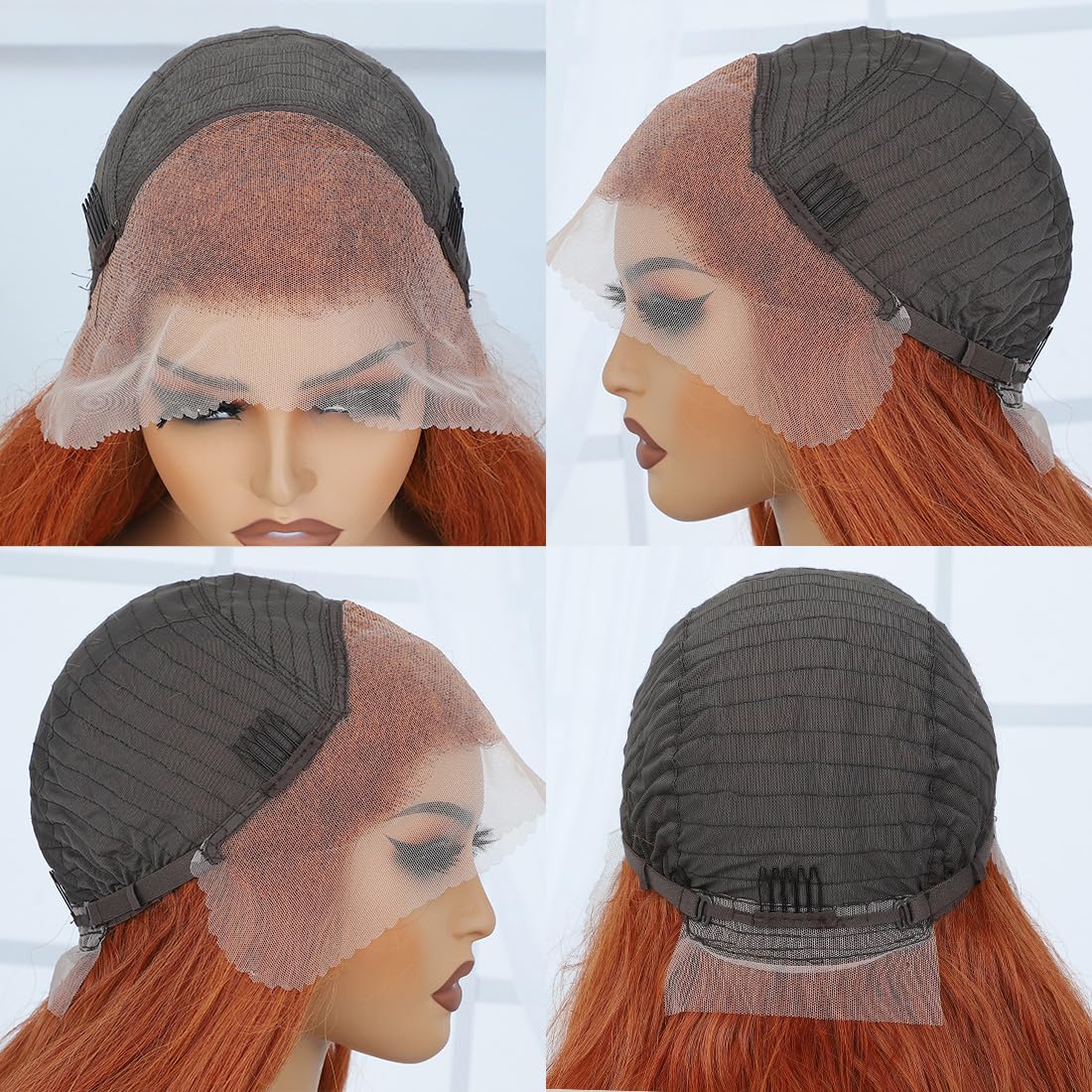 Veally Ginger Orange Wig lace-front detail highlights baby hairs for realism