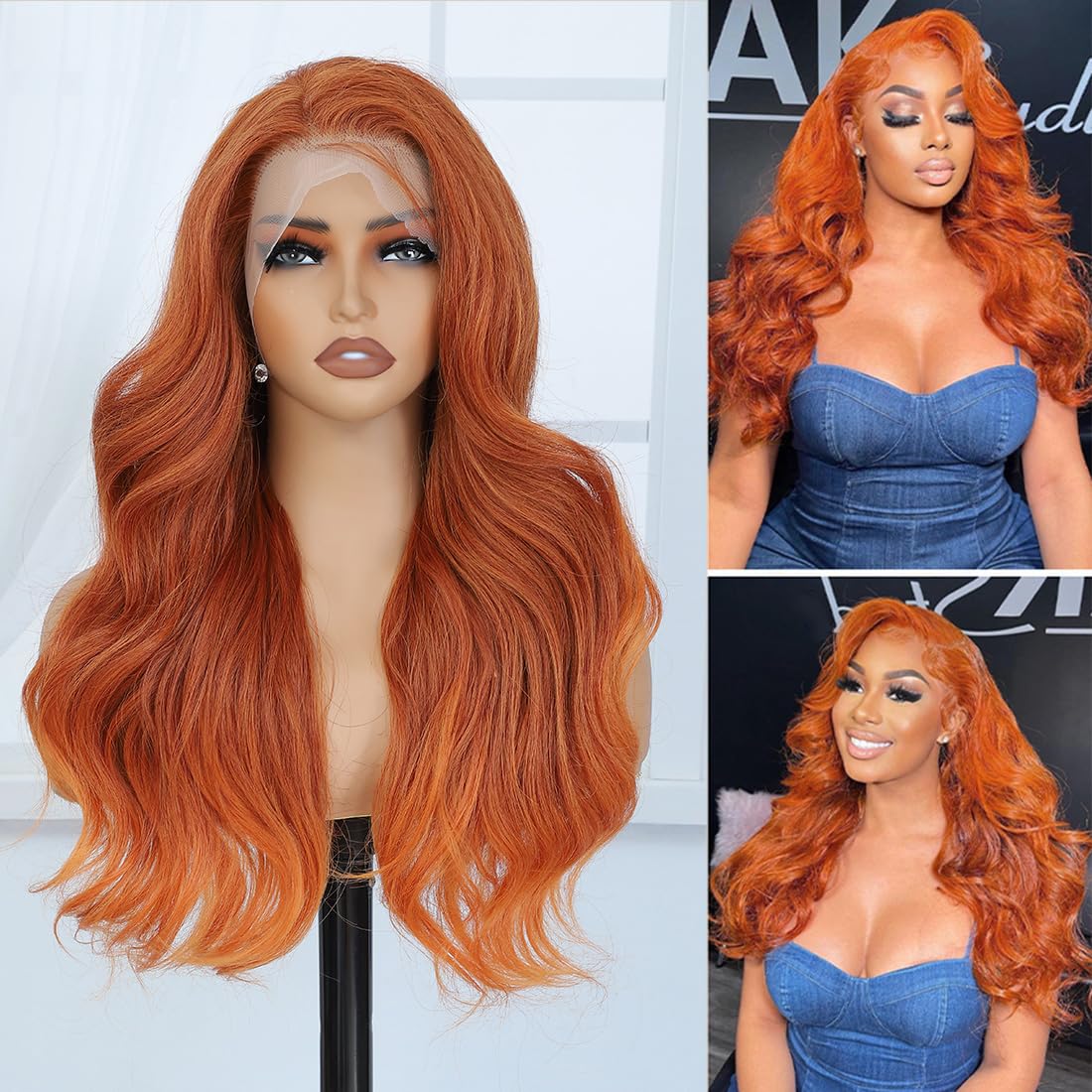 Veally Ginger Orange Wig side view demonstrates versatile styling options