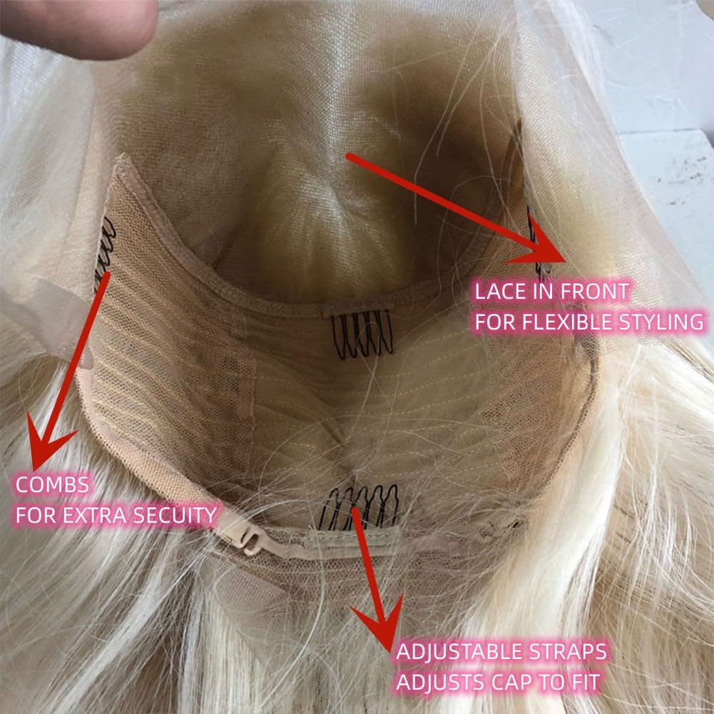 Veally platinum blonde lace-front wig 26-inch length for a sleek straight look