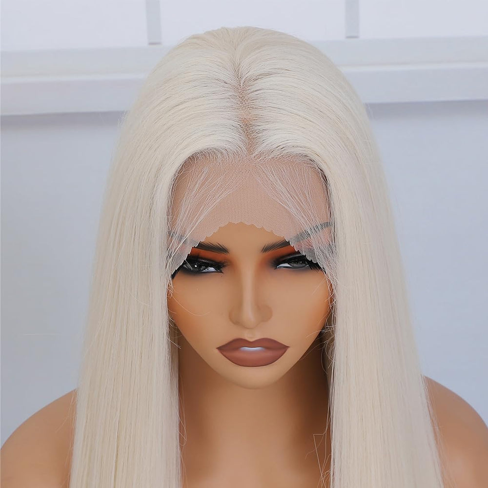 Veally platinum blonde lace-front wig with glueless cap for easy installation