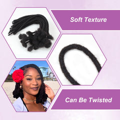 Vecago 10inch loc extensions full head application demonstrates lightweight, true-to-length styling.