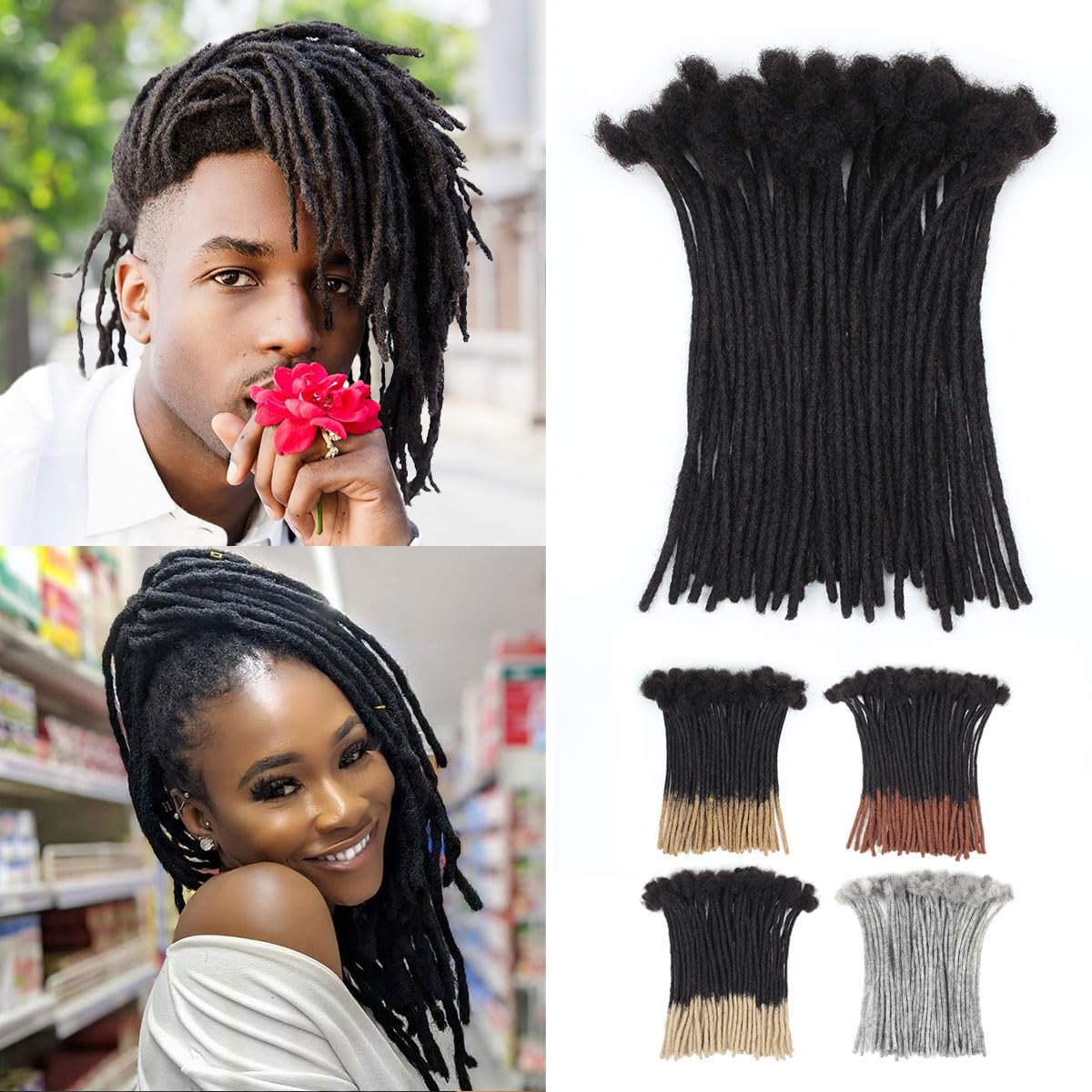 Vecago loc extensions pack shot shows 50 strands for an easy fuller hairstyle.