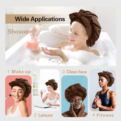 VECIIR hair protection satin bonnet minimizes frizz and tangles for curly or straight hair.