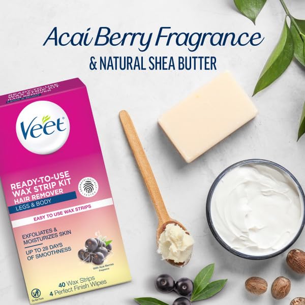 Veet dermatologist-tested cold wax strips shown for sensitive-skin use.