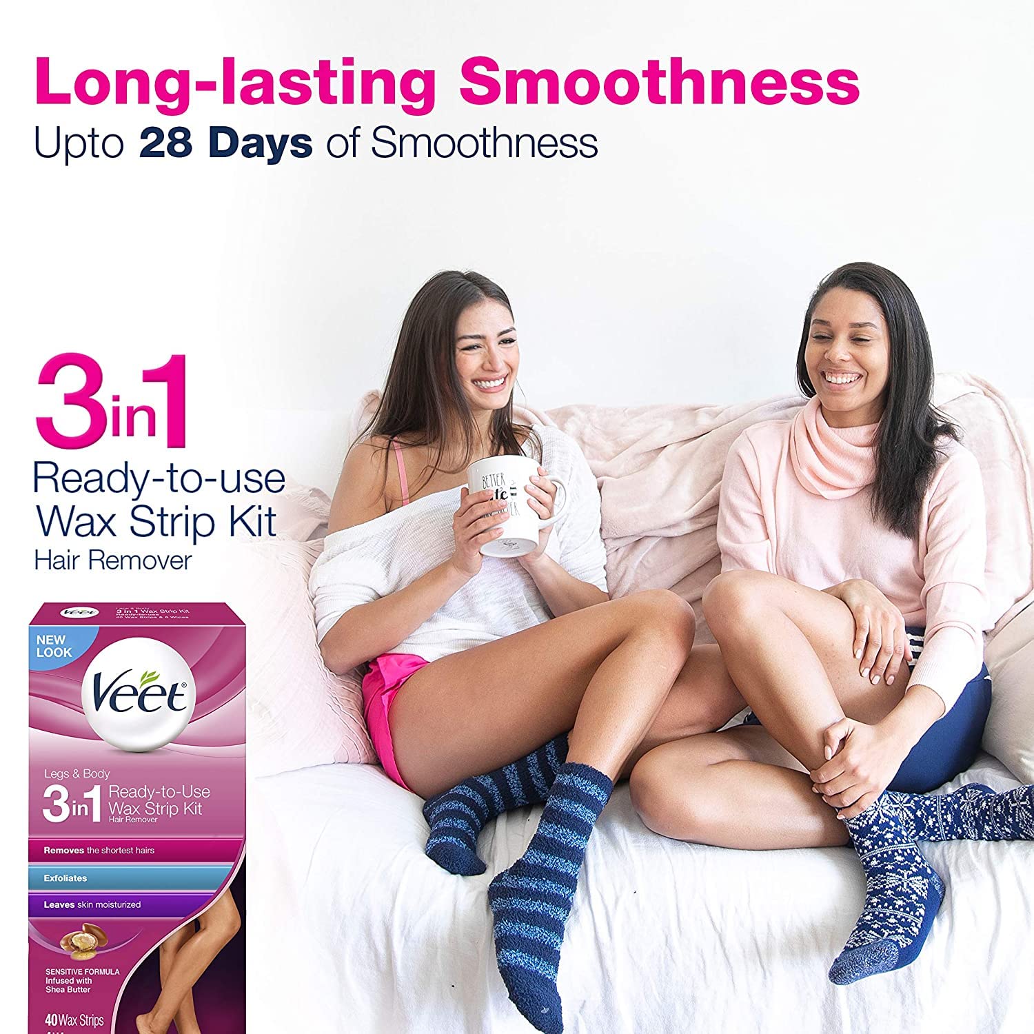 Veet dermatologist-tested cold wax strips for confident at-home waxing