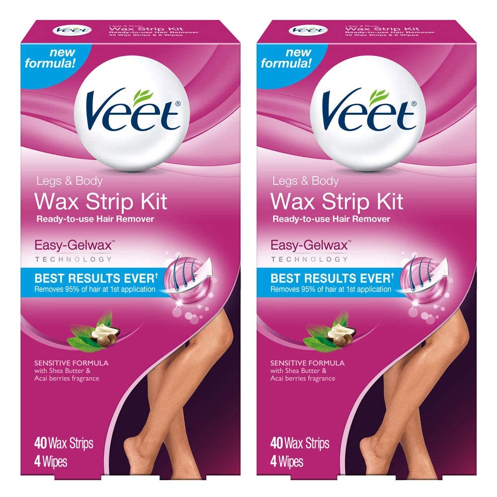 Veet pack-front shows convenient no-heat waxing for leg and body