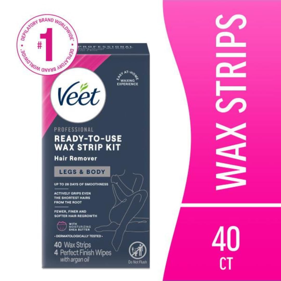 Veet pack-of-two 40-count kit image signaling convenient home-use solution.