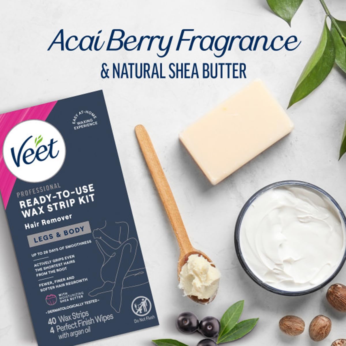 Veet Ready-to-Use Wax Strip Kit salon-like results after use.
